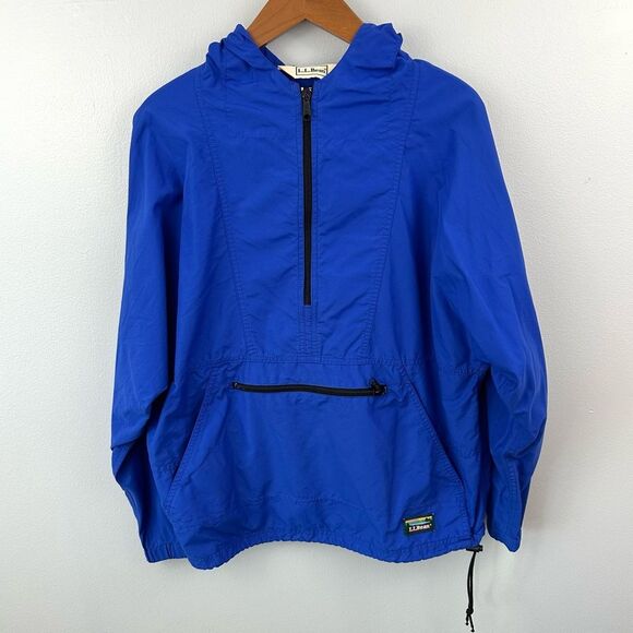 L.L. Bean Blue Pullover Hooded Rain Mountain Classic Windbreaker Anorak Jacket - Picture 1 of 14